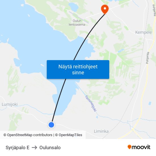 Syrjäpalo E to Oulunsalo map