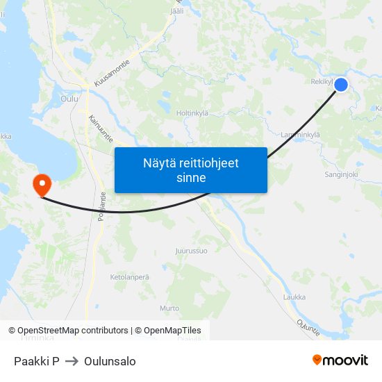 Paakki P to Oulunsalo map
