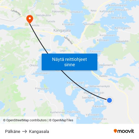 Pälkäne to Kangasala map