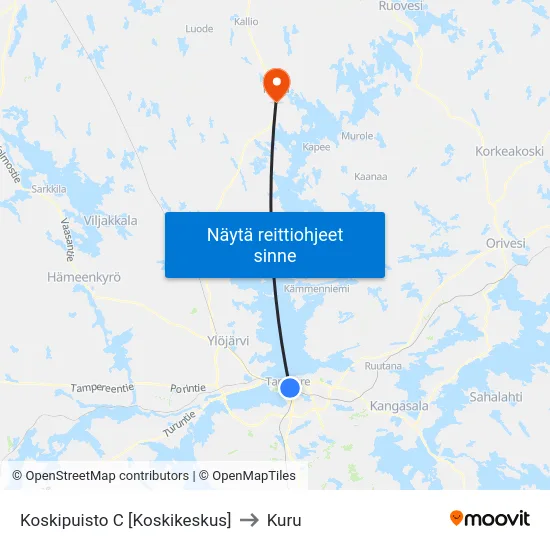 Koskipuisto C [Koskikeskus] to Kuru map