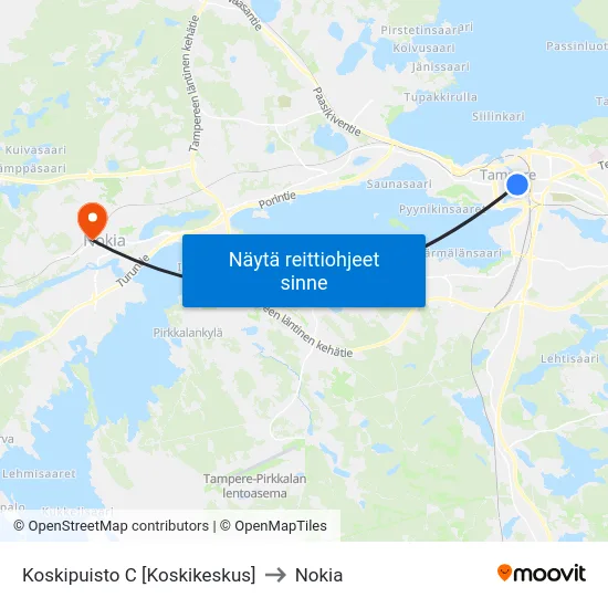 Koskipuisto C [Koskikeskus] to Nokia map