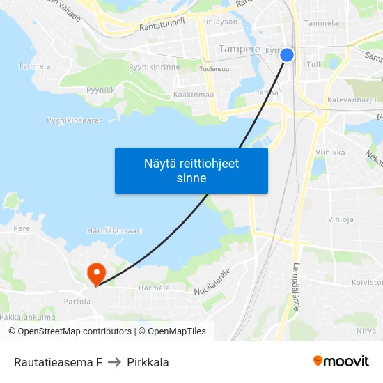 Rautatieasema F to Pirkkala map
