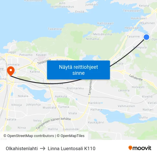 Olkahistenlahti to Linna Luentosali K110 map