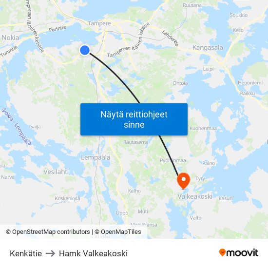 Kenkätie to Hamk Valkeakoski map