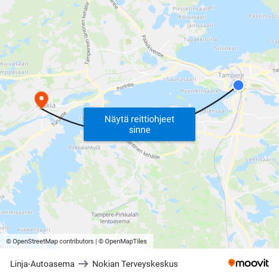 Linja-Autoasema to Nokian Terveyskeskus map