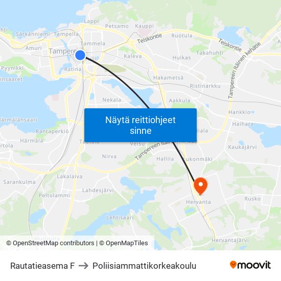 Rautatieasema F to Poliisiammattikorkeakoulu map