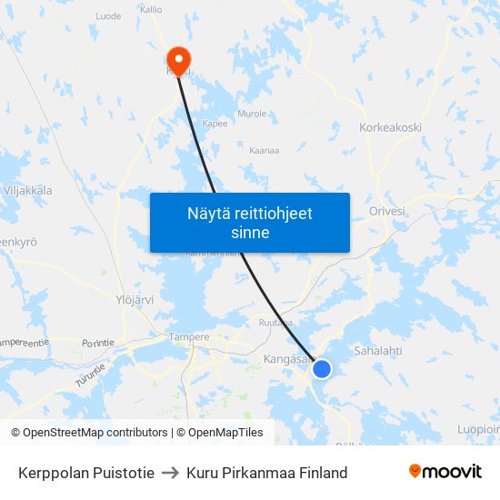 Kerppolan Puistotie to Kuru Pirkanmaa Finland map