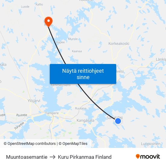 Muuntoasemantie to Kuru Pirkanmaa Finland map