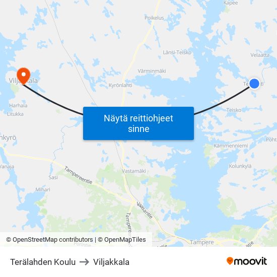 Terälahden Koulu to Viljakkala map