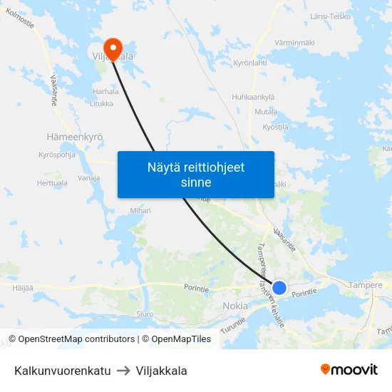 Kalkunvuorenkatu to Viljakkala map