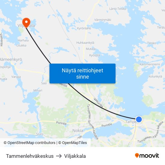 Tammenlehväkeskus to Viljakkala map