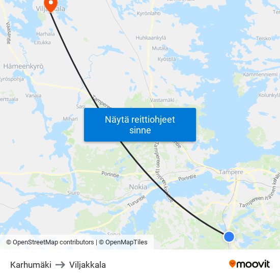 Karhumäki to Viljakkala map