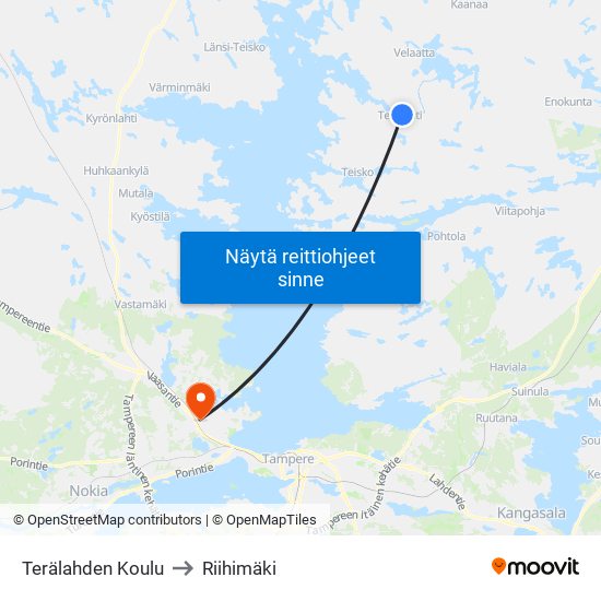 Terälahden Koulu to Riihimäki map