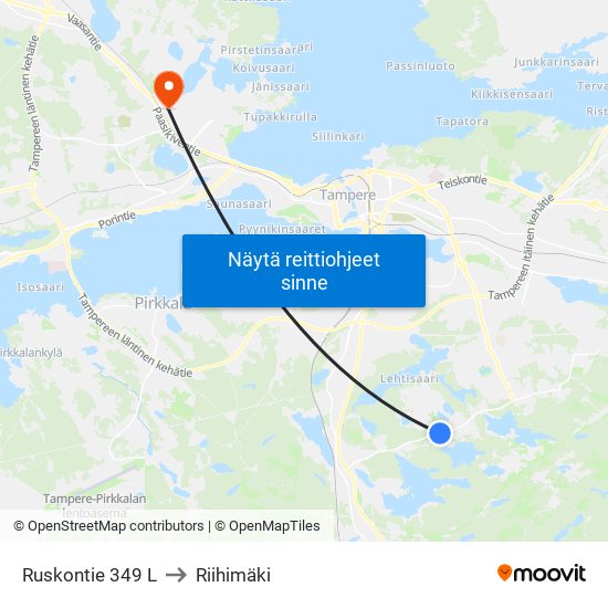 Ruskontie 349 L to Riihimäki map