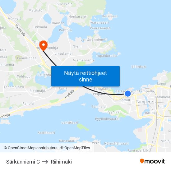 Särkänniemi C to Riihimäki map