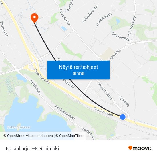 Epilänharju to Riihimäki map