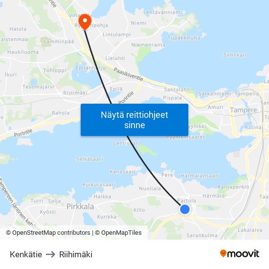 Kenkätie to Riihimäki map