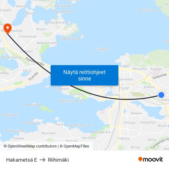 Hakametsä E to Riihimäki map