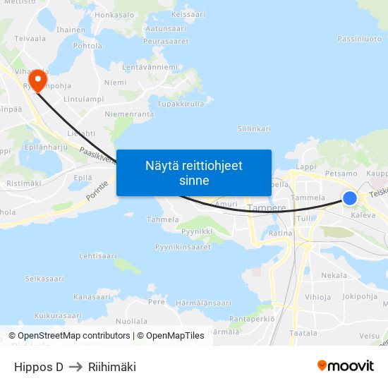 Hippos D to Riihimäki map