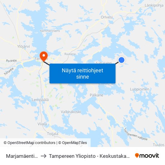 Marjamäentie L to Tampereen Yliopisto - Keskustakampus map