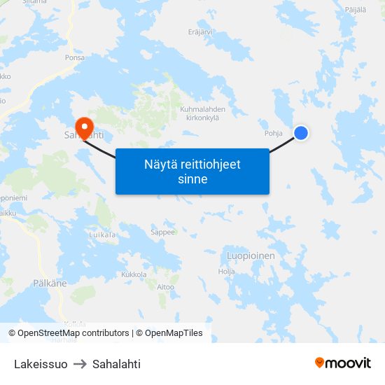 Lakeissuo to Sahalahti map