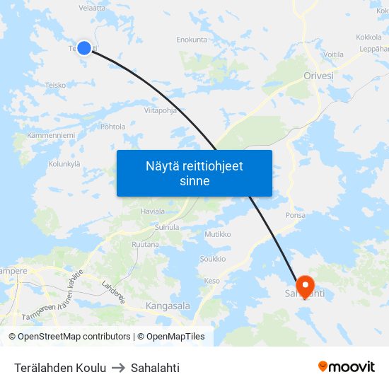 Terälahden Koulu to Sahalahti map