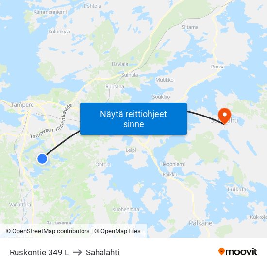 Ruskontie 349 L to Sahalahti map