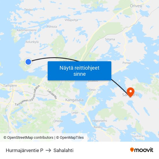 Hurmajärventie P to Sahalahti map