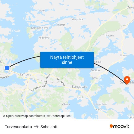 Turvesuonkatu 10 to Sahalahti map