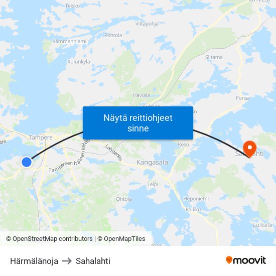 Härmälänoja to Sahalahti map