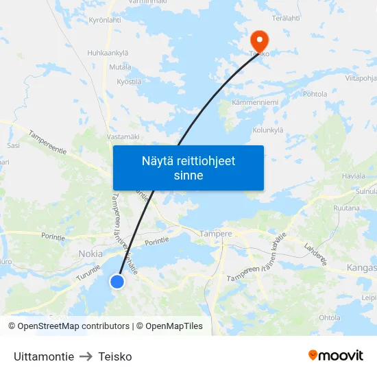 Uittamontie to Teisko map