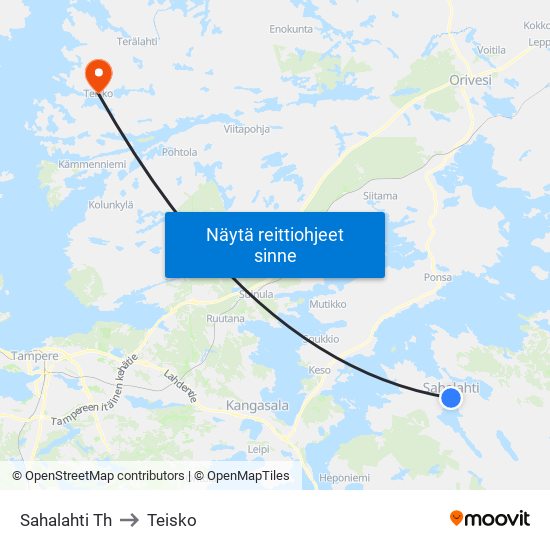 Sahalahti Th to Teisko map