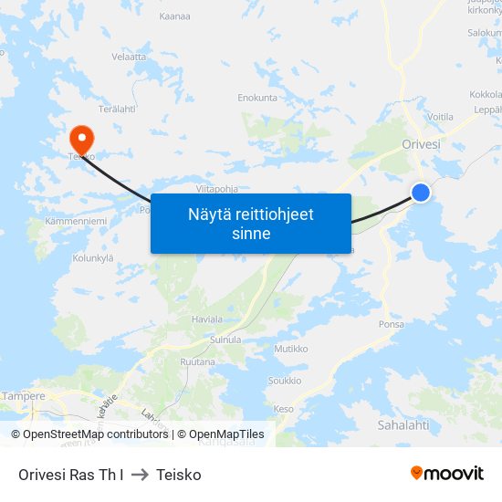 Orivesi Ras Th I to Teisko map
