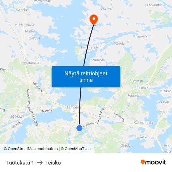 Tuotekatu 1 to Teisko map