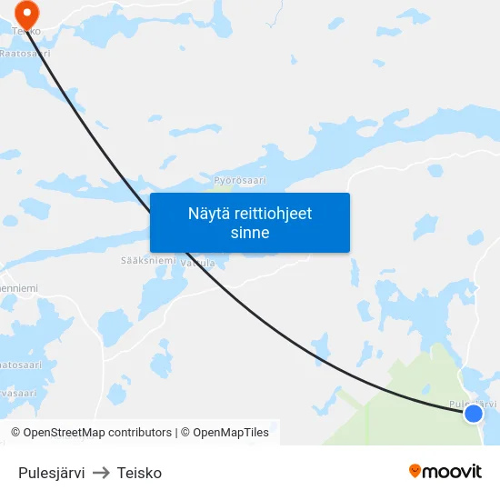 Pulesjärvi to Teisko map