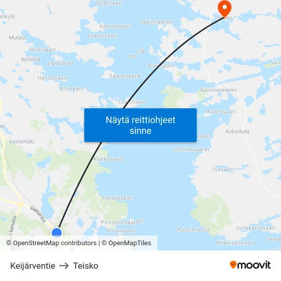 Keijärventie to Teisko map