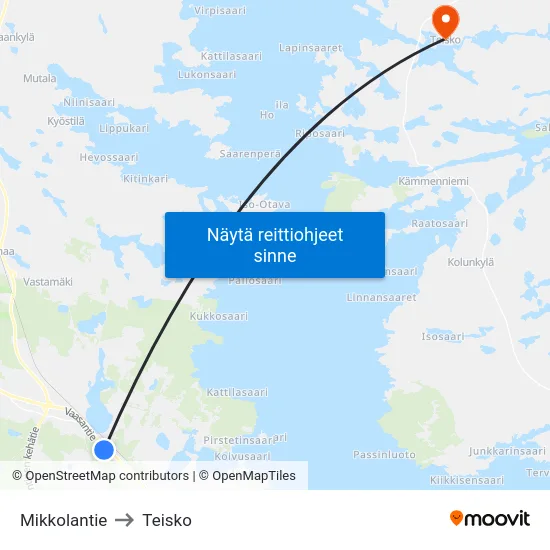 Mikkolantie to Teisko map
