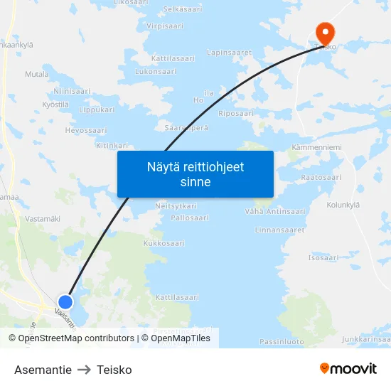 Asemantie to Teisko map