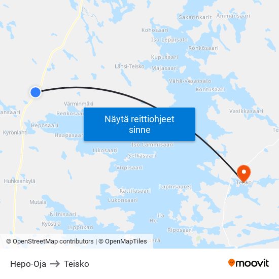 Hepo-Oja to Teisko map