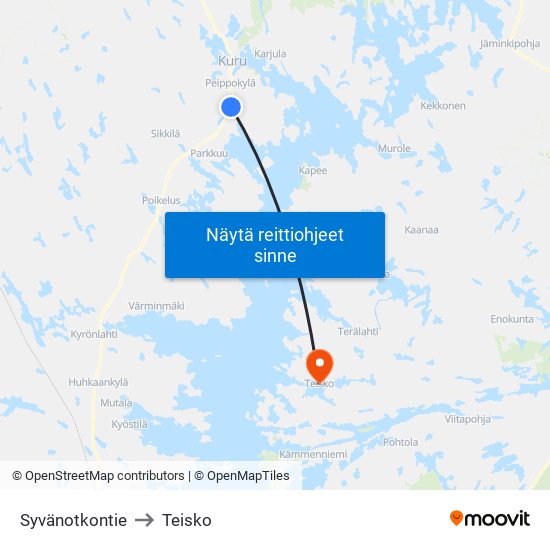 Syvänotkontie to Teisko map