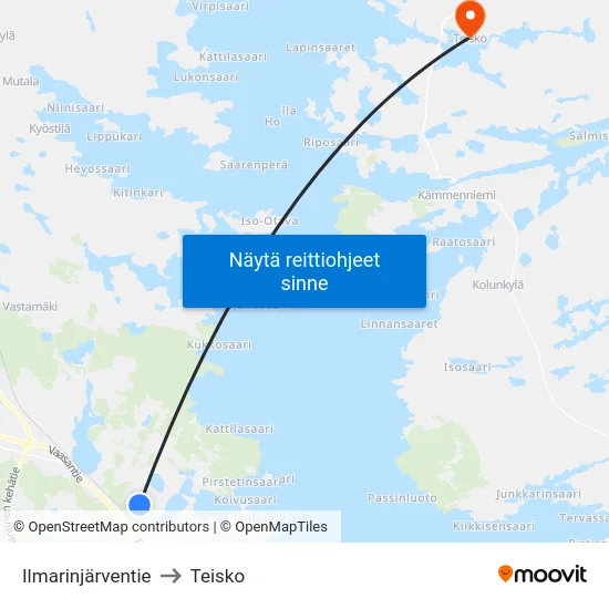 Ilmarinjärventie to Teisko map