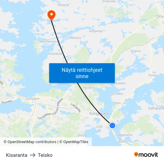 Kisaranta to Teisko map