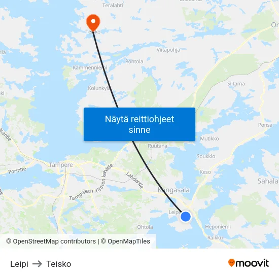 Leipi to Teisko map