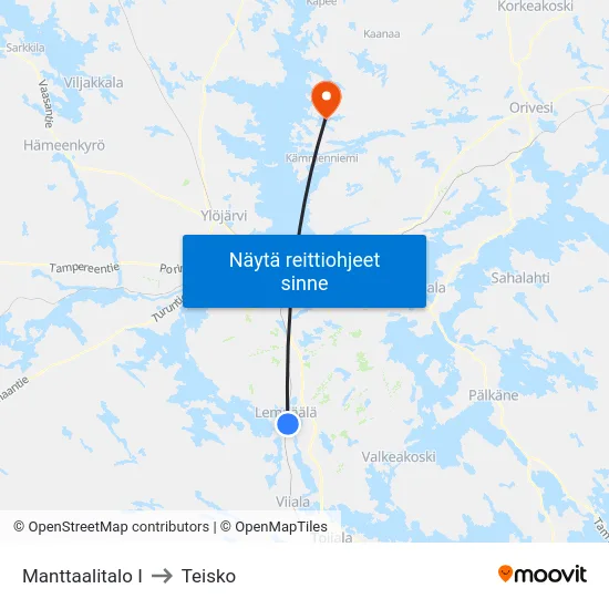 Manttaalitalo I to Teisko map