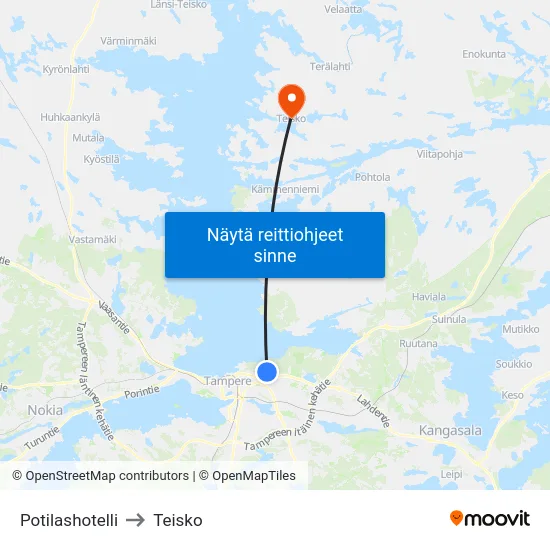 Potilashotelli to Teisko map