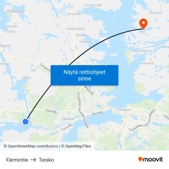 Färmintie to Teisko map