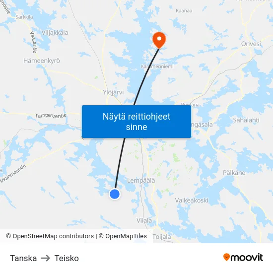 Tanska to Teisko map