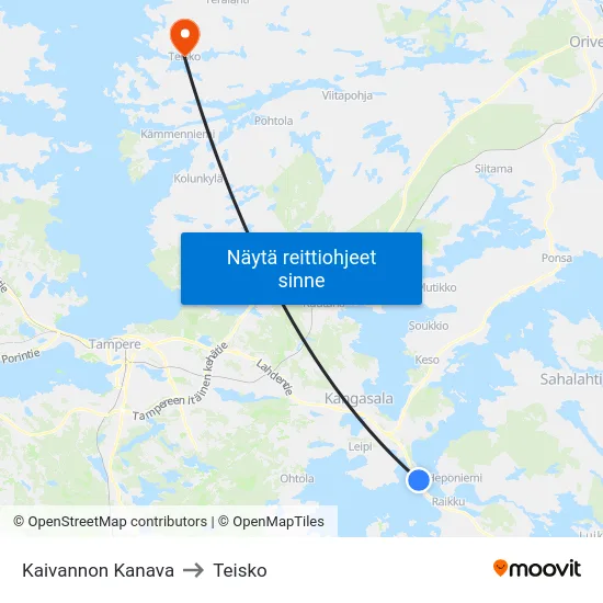Kaivannon Kanava to Teisko map