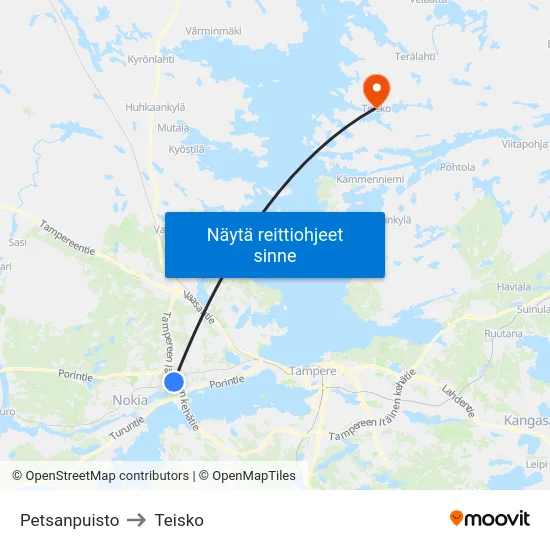 Petsanpuisto to Teisko map