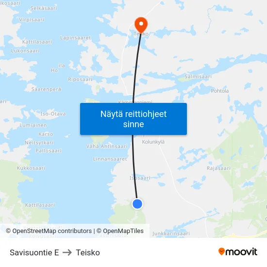 Savisuontie E to Teisko map